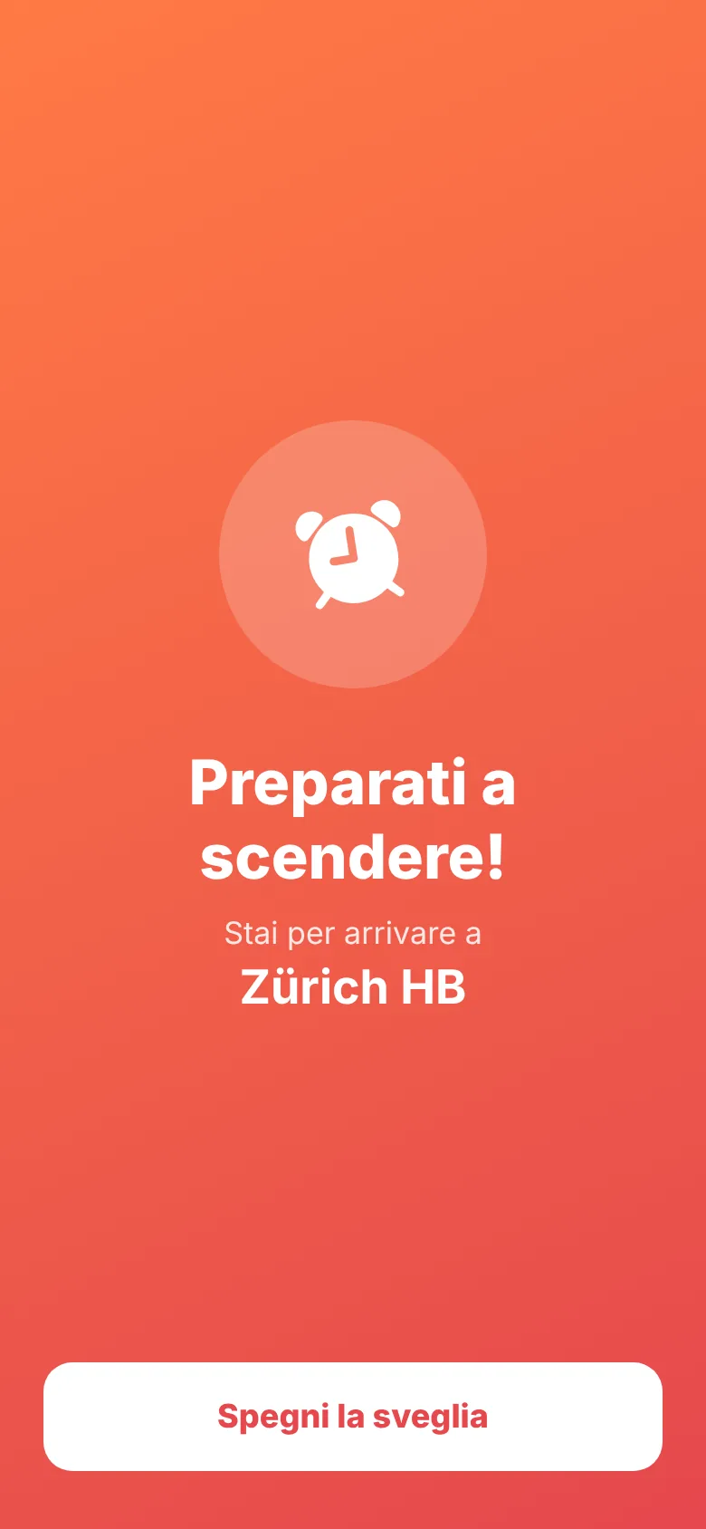 Schermata di allarme «Preparati a scendere!»